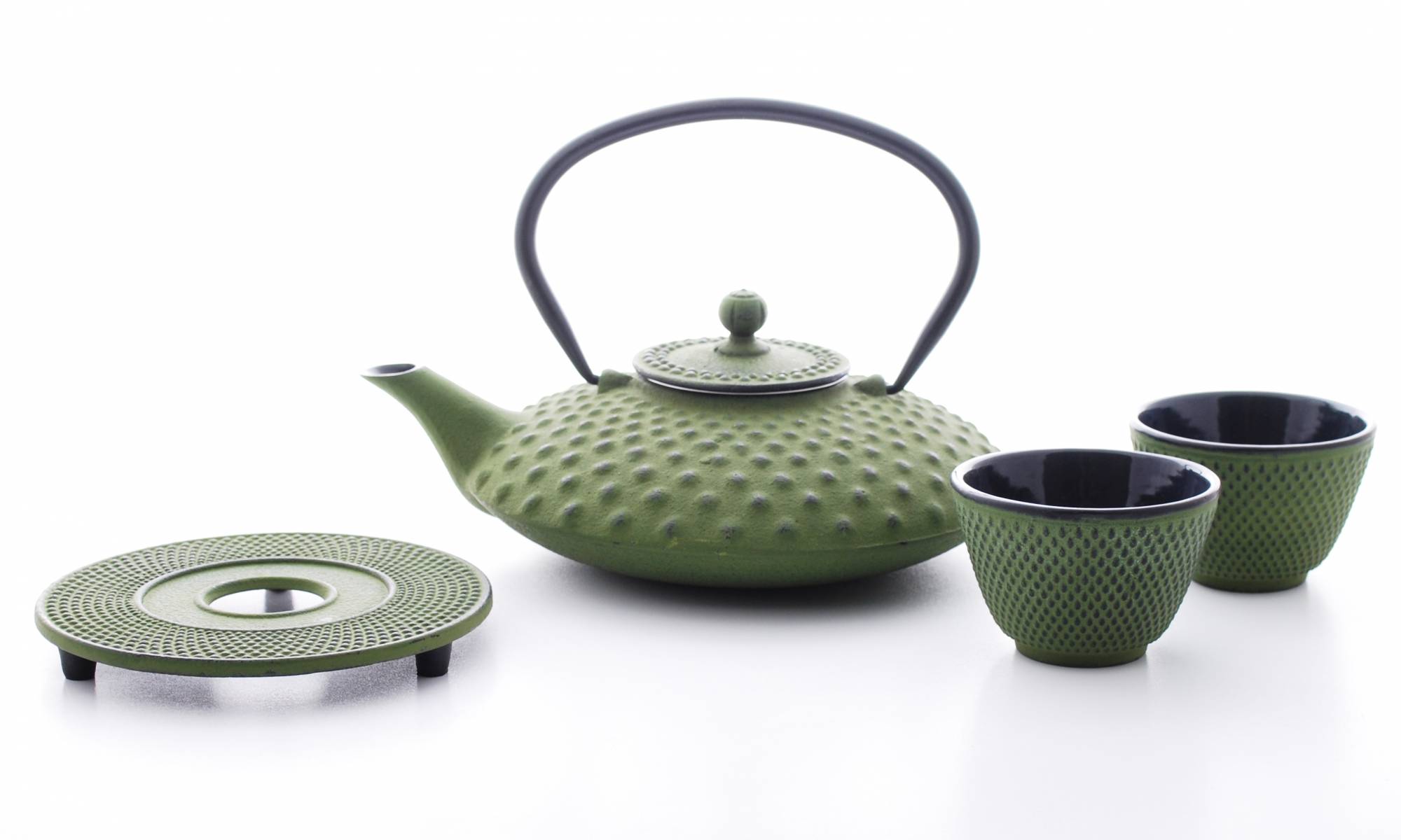 Cuisiland 33OZ Enamel Coated Cast Iron Sakura Blossom Teapot Set With 4