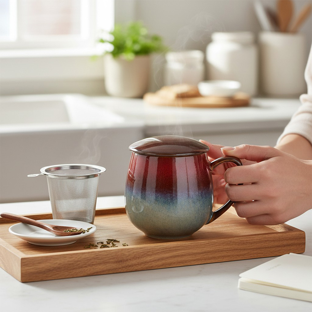 Zaara Tea Zaara Stoneware Herb Mug Light Red 0.35L - Cup of Tea