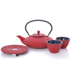 Xilin Cast Iron Teapot Set Red Teapot & Cups 0.8L