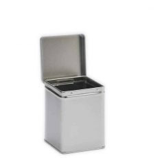 Square Tea Caddy Hinged Lid Silver 100g