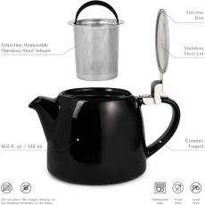 Liora Ceramic Teapot Glossy Black 0.5L 