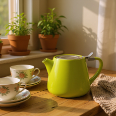 Liora Ceramic Teapot Glossy Lime Green 0.5L 