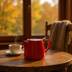 Liora Ceramic Teapot Glossy Red 0.5L 
