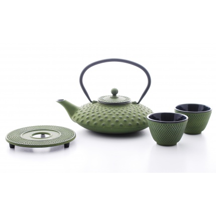 Xilin Cast Iron Teapot Set Green Teapot & Cups 1.25L