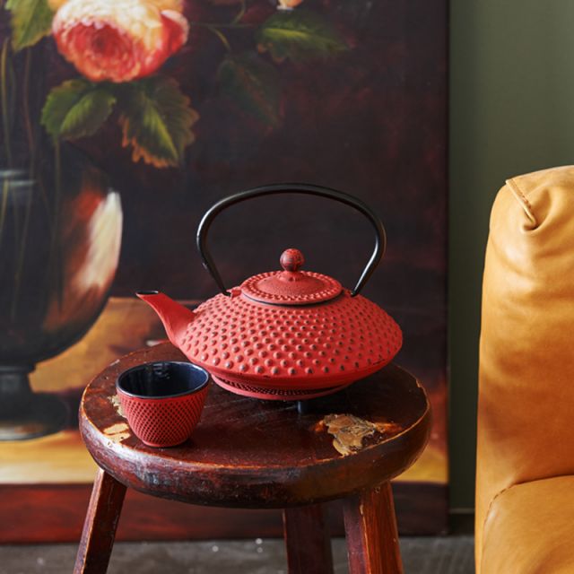Xilin Cast Iron Teapot Red 0.8L Japanese Teapot Cup of Tea