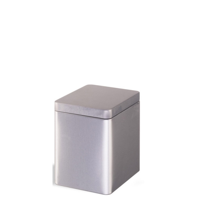 Rectangular Tea Caddy Push Lid Silver 100g