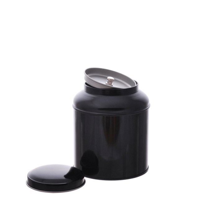 Dome Tea Caddy Double Lid Black 100g