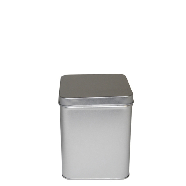 Rectangular Tea Caddy Push Lid Silver 150g