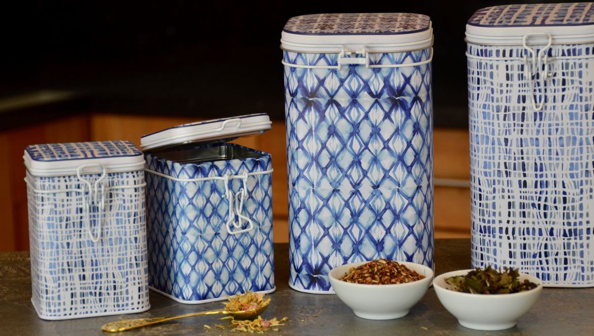 Indigo Set of Two Caddies, 150g & 500g