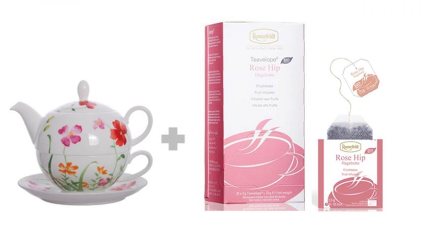 Lotta Teapot + Teavelope Rose Hip tea bags